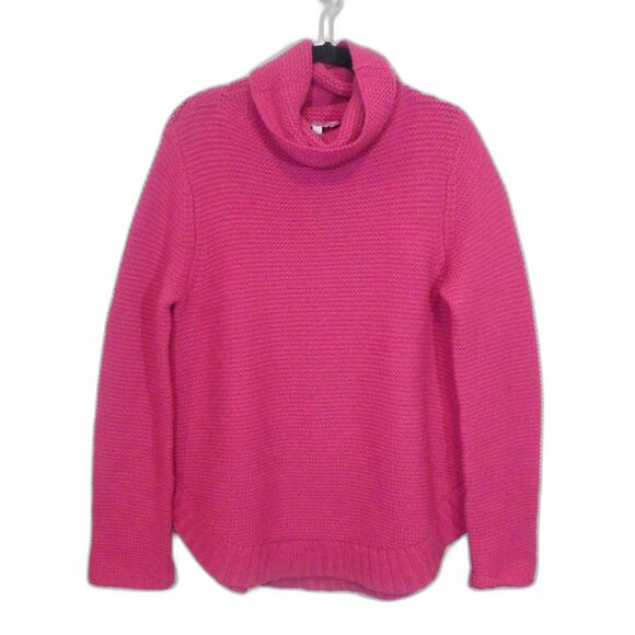 Calypso St. Barth Open Knit Cashmere Turtleneck Sweater - Fushia - Picture 1 of 7